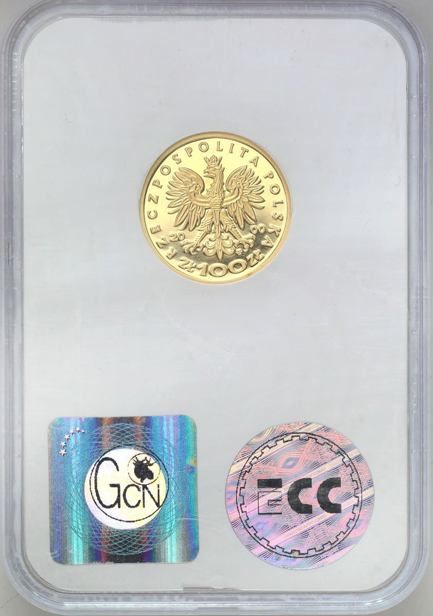 III RP. 100 złotych 2000 Królowa Jadwiga GCN PR69